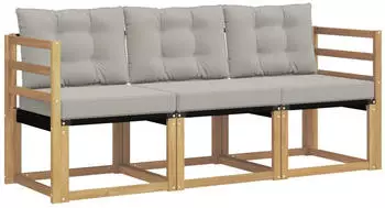 vidaXL Outdoor-Sofagarnitur 3-tlg. wei&szlig; und hellgrau (3389153)