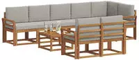 vidaXL Outdoor-Sofagarnitur 9 stk. 8-Sitzer Natur und Hellgrau