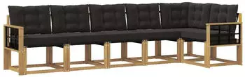 vidaXL Outdoor-Sofagarnitur 6-tlg. wei&szlig; und schwarz (3389530)