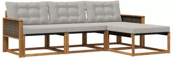vidaXL Outdoor-Sofagarnitur 4-tlg., natur/hellgrau (3381339)