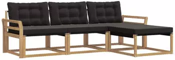 vidaXL Garten-Sofagarnitur 4-tlg. wei&szlig; und schwarz (3388566)