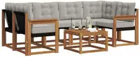 vidaXL Outdoor-Sofagarnitur 7 stk. 6-Sitzer Natur und Hellgrau