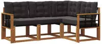 vidaXL Outdoor-Sofagarnitur 4 stk. 4-Sitzer Natur und Schwarz