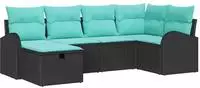 vidaXL Gartensofa-set 6 stk. Schwarz Poly-Rattan