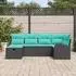 vidaXL Gartensofa-Set mit Kissen und Stauraum 6-tlg. Poly-Rattan schwarz (3360417)