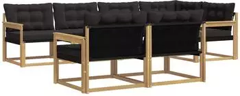 vidaXL Outdoor-Sofagarnitur mit Kissen, 7-tlg., wei&szlig; und schwarz (3388774)