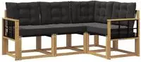 vidaXL Outdoor-Sofagarnitur 4 stk. 4-Sitzer Wei&szlig; und Schwarz