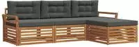 vidaXL Outdoor-Sofagarnitur 4 stk. 3-Sitzer Natur und Anthrazit
