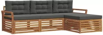 vidaXL Outdoor-Sofagarnitur 4-tlg., natur/anthrazit (3373262)