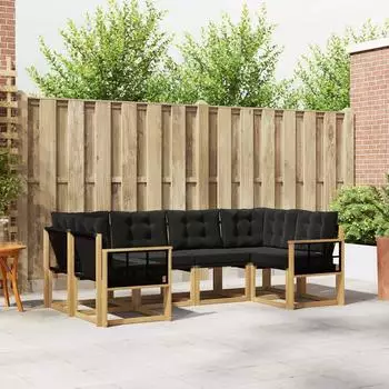 vidaXL Outdoor-Sofagarnitur mit Kissen 6-tlg., wei&szlig; und schwarz (3389818)