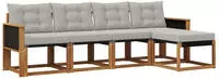 vidaXL Outdoor-Sofagarnitur 5 stk. 5-Sitzer Natur und Hellgrau