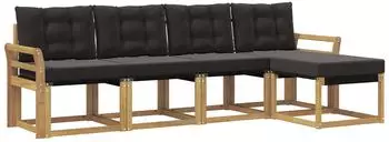 vidaXL Outdoor-Sofagarnitur 5-tlg. mit Kissen, wei&szlig;/schwarz (3389382)