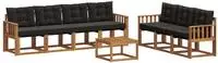 vidaXL Outdoor-Sofagarnitur 8 stk. 7-Sitzer Natur und Schwarz