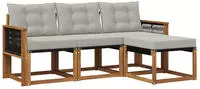 vidaXL Outdoor-Sofagarnitur 4 stk. 4-Sitzer Natur und Hellgrau