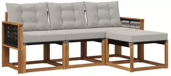 vidaXL Outdoor-Sofagarnitur 4-tlg. natur und hellgrau (3381871)