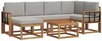 vidaXL Outdoor-Sofagarnitur 7 stk. 6-Sitzer Natur und Hellgrau