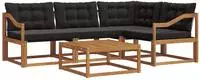 vidaXL Outdoor-Sofagarnitur 5 stk. 4-Sitzer Natur und Schwarz
