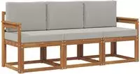 vidaXL Outdoor-Sofagarnitur 3 stk. 3-Sitzer Natur und Hellgrau