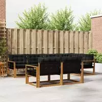 vidaXL Outdoor-Sofagarnitur 7 stk. 7-Sitzer Natur und Schwarz