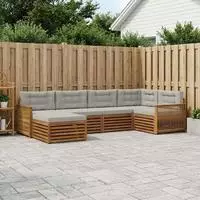 vidaXL Outdoor-Sofagarnitur 6 stk. 6-Sitzer Natur und Hellgrau