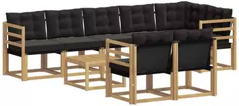 vidaXL Outdoor-Sofagarnitur 9-tlg. 8-Sitzer, wei&szlig; und schwarz (3389610)