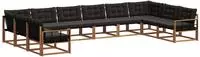 vidaXL Outdoor-Sofagarnitur 10 stk. 10-Sitzer Natur und Schwarz