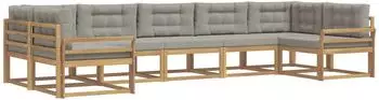 vidaXL Outdoor-Sofagarnitur 7-Sitzer, wei&szlig; und hellgrau (3386970)