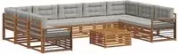 vidaXL Outdoor-Sofagarnitur 10 stk. 9-Sitzer Natur und Hellgrau