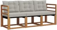 vidaXL Outdoor-Sofagarnitur 3 stk. 3-Sitzer Natur und Hellgrau