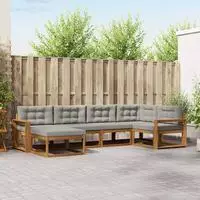 vidaXL Outdoor-Sofagarnitur 6 stk. 6-Sitzer Natur und Hellgrau