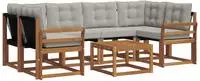 vidaXL Outdoor-Sofagarnitur 7 stk. 6-Sitzer Natur und Hellgrau