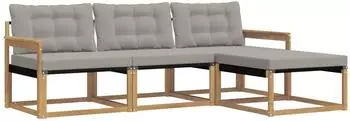 vidaXL Outdoor-Sofagarnitur 4-Sitzer, wei&szlig;/hellgrau (3388557)