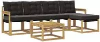 vidaXL Outdoor-Sofagarnitur 6 stk. 5-Sitzer Wei&szlig; und Schwarz