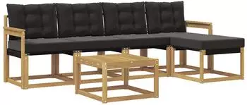 vidaXL Outdoor-Sofagarnitur mit Kissen 6-tlg., wei&szlig; und schwarz (3389398)