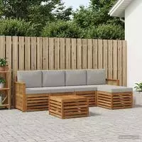 vidaXL Outdoor-Sofagarnitur 6 stk. 5-Sitzer Natur und Hellgrau