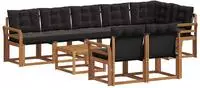 vidaXL Outdoor-Sofagarnitur 9 stk. 8-Sitzer Natur und Schwarz