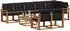vidaXL Outdoor-Sofagarnitur 9-tlg. mit Kissen, natur/schwarz (3368811)