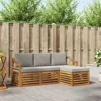 vidaXL Outdoor-Sofagarnitur 4 stk. 4-Sitzer Natur und Hellgrau