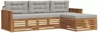 vidaXL Outdoor-Sofagarnitur 4 stk. 3-Sitzer Natur und Hellgrau