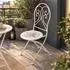 Harms Gartenmöbel-Set Klappstuhl & Bistrotisch, Eisen, weiß, Kompass-Motiv, 3-tlg.