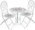 Harms Gartenmöbel-Set Klappstuhl & Bistrotisch, Eisen, weiß, Kompass-Motiv, 3-tlg.