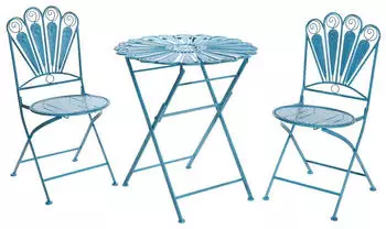 Beliani Pavia Bistro-Set klappbar, Metall, blau