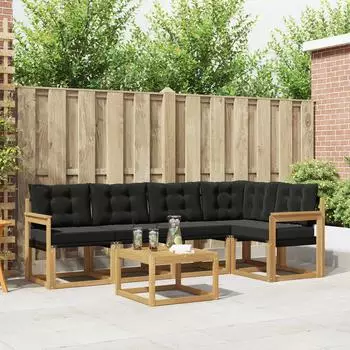vidaXL Outdoor-Sofagarnitur mit Kissen, 6-tlg., wei&szlig; und schwarz (3389494)