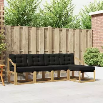 vidaXL Outdoor-Sofagarnitur 5-tlg. mit Kissen, wei&szlig;/schwarz (3389390)
