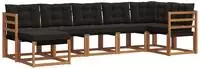 vidaXL Outdoor-Sofagarnitur 7 stk. 7-Sitzer Natur und Schwarz