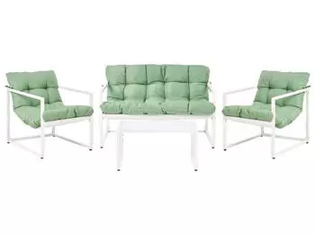 Beliani GARDA Garten-Lounge-Set mit Tisch, 4-Sitzer, Metall, gr&uuml;n