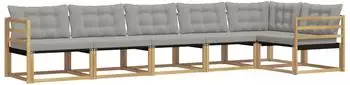 vidaXL Outdoor-Sofagarnitur 6-tlg. wei&szlig; und hellgrau (3388721)