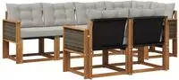 vidaXL Outdoor-Sofagarnitur 7 stk. Natur und Hellgrau