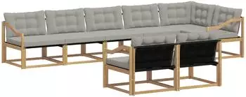 vidaXL Outdoor-Sofagarnitur 8-Sitzer, wei&szlig;/hellgrau (3388813)