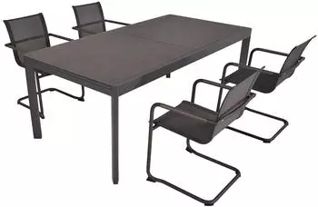 Deluke CARLA Garten-Sitzgruppe 5-tlg., Kunststoff, grau, ausziehbarer Tisch (DHA233-02)